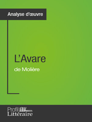 cover image of L'Avare de Molière (Analyse approfondie)